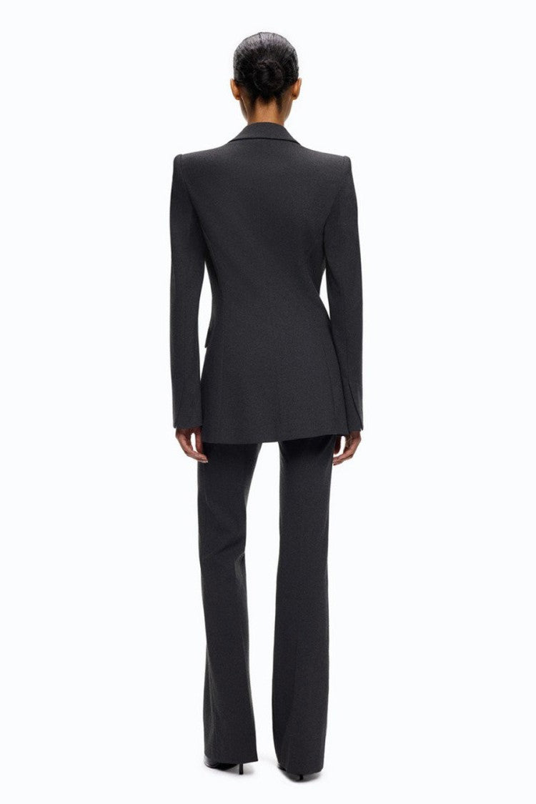 Pinko Grey Viscose-Nylon Blend Double-Breasted Blazer