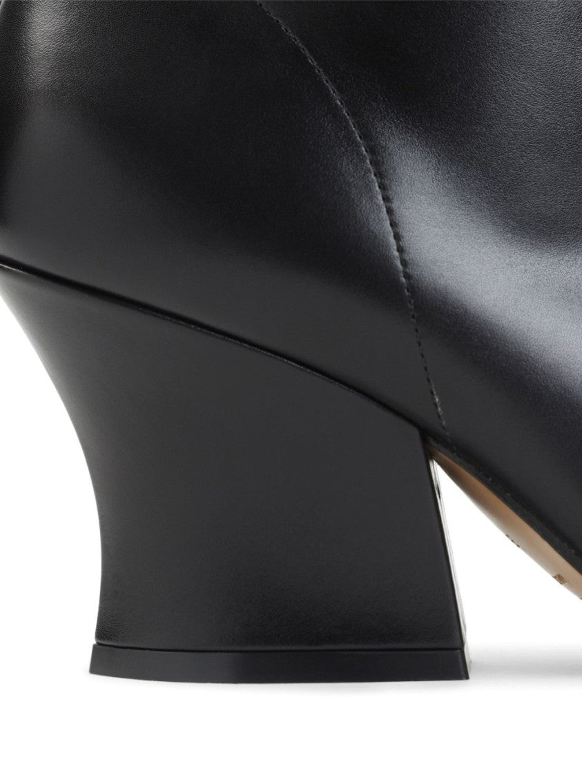 Jil Sander Black Polished Leather Block Heel Boots