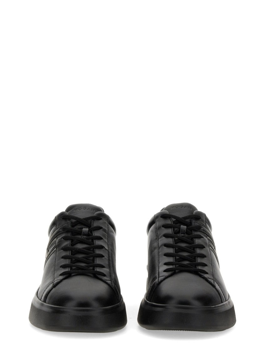 Hogan H580 Suede Heel Tab Leather Low-Top Sneakers