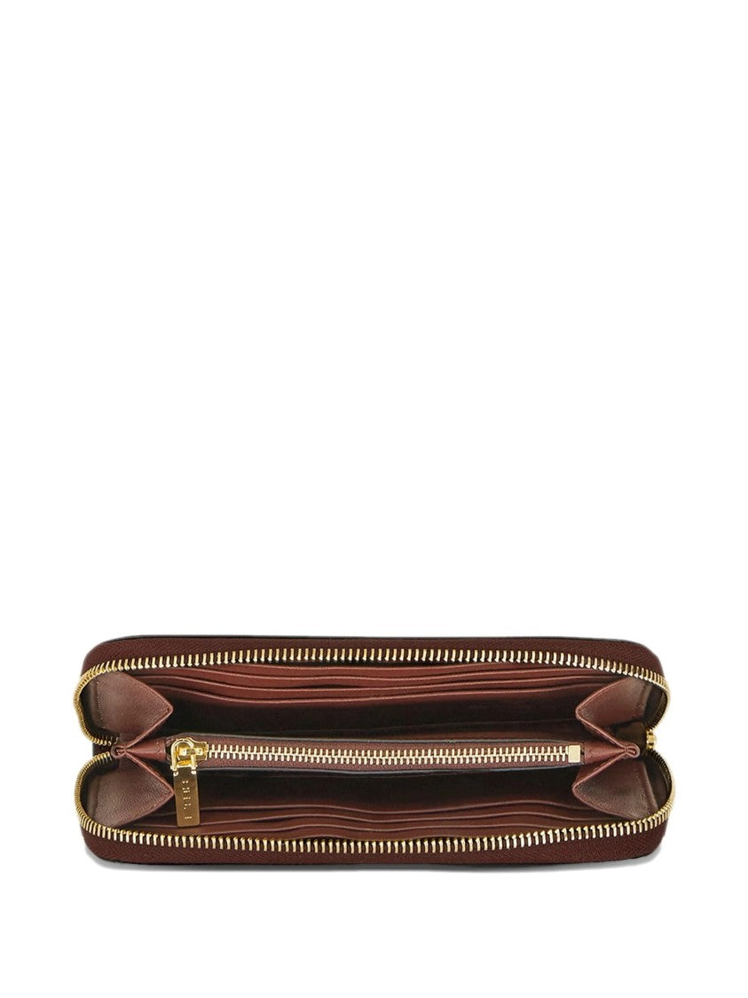 Etro Zip-Around Brown Paisley Pattern Wallet