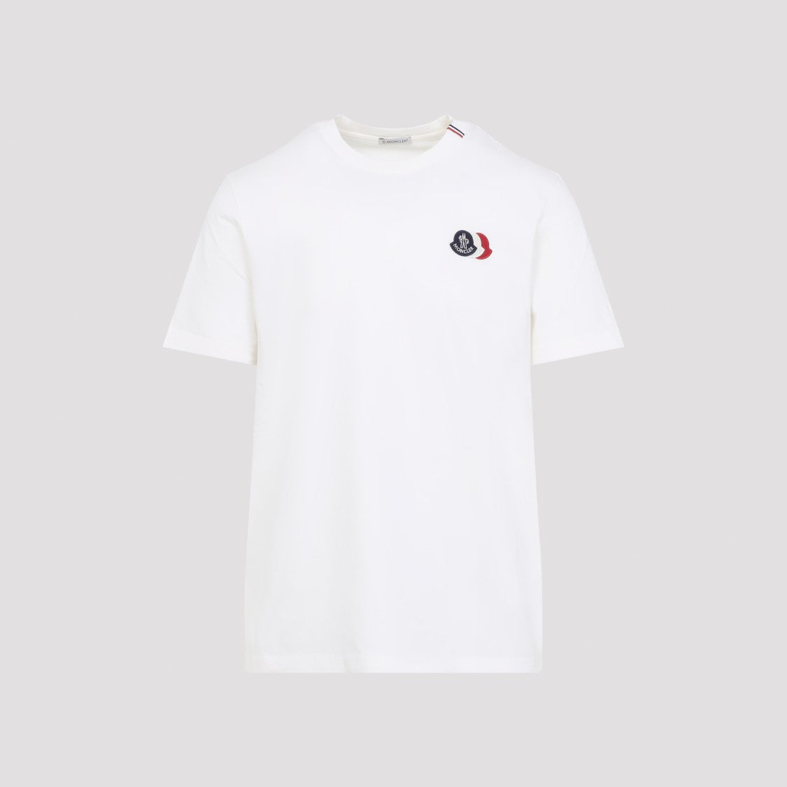 Moncler Minimalist White Cotton T-Shirt With Embroidered Logo