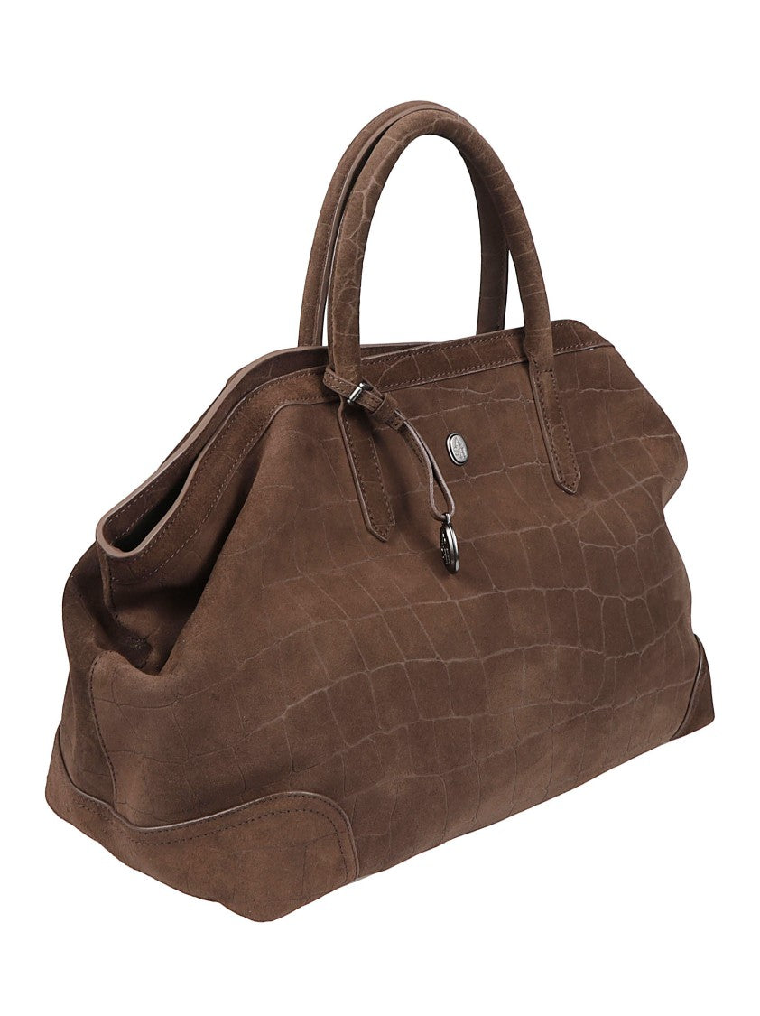 Ash Brown Jacqueline Structured Calf Leather Shoulder Bag