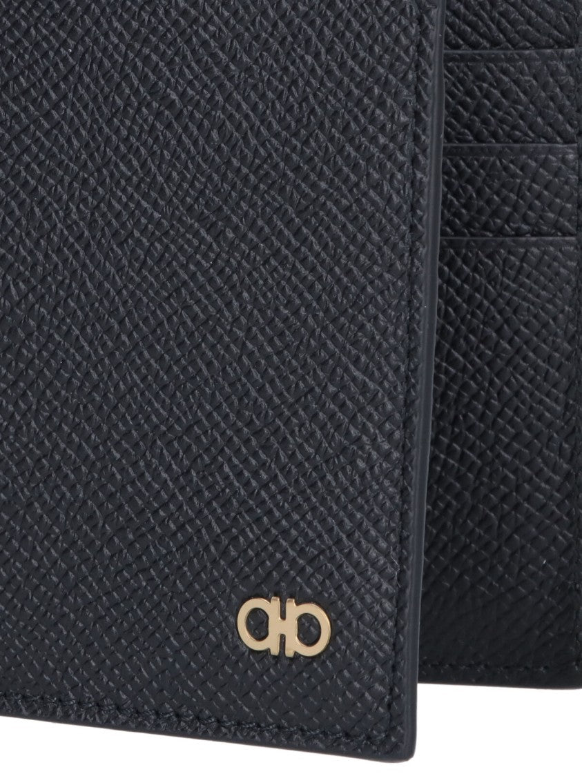 Ferragamo Textured Calf Leather Wallet Clip