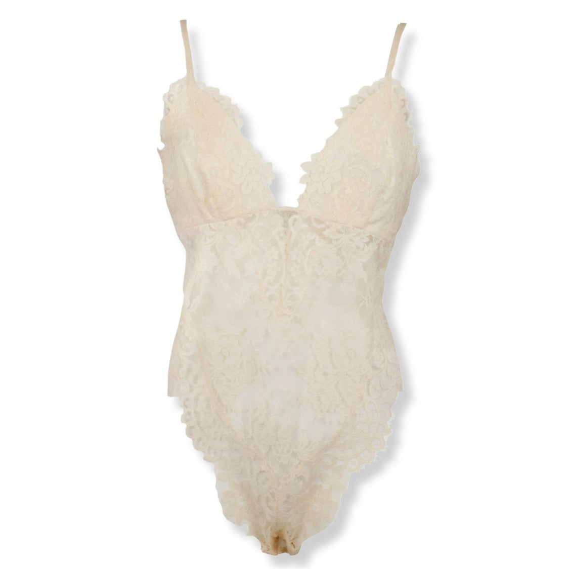 Zimmermann Lace Teddy Bodysuit With Floral Embroidery And Scalloped Edges