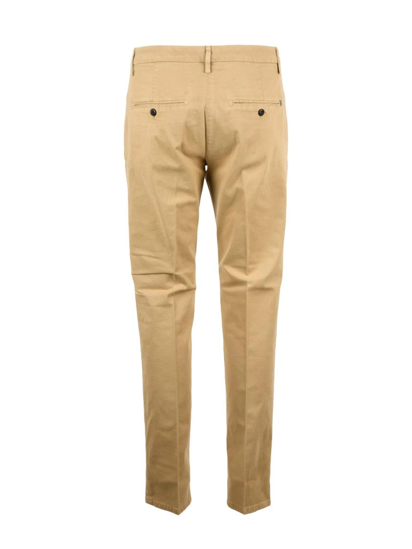 Dondup Beige Spiritissimo Straight-Leg Stretch Cotton Trousers