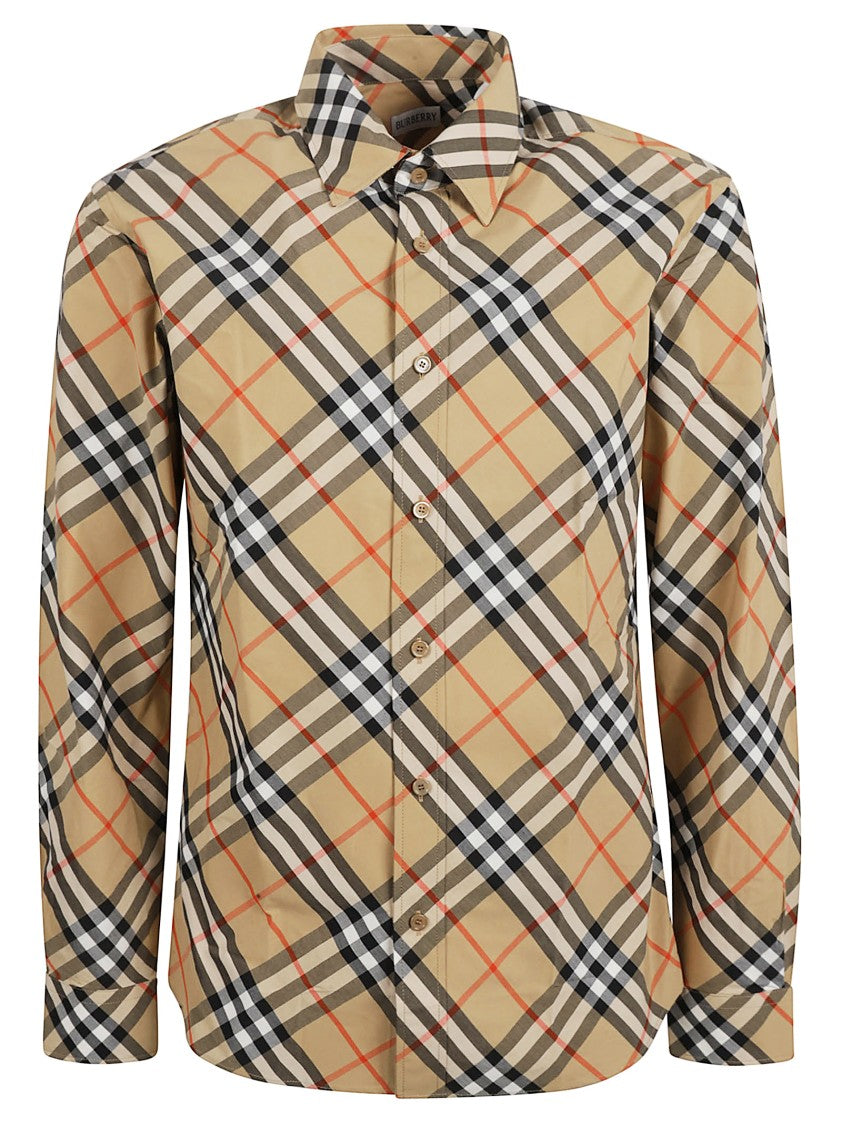 Burberry Plaid Button-Down Shirt With Long Sleeves
