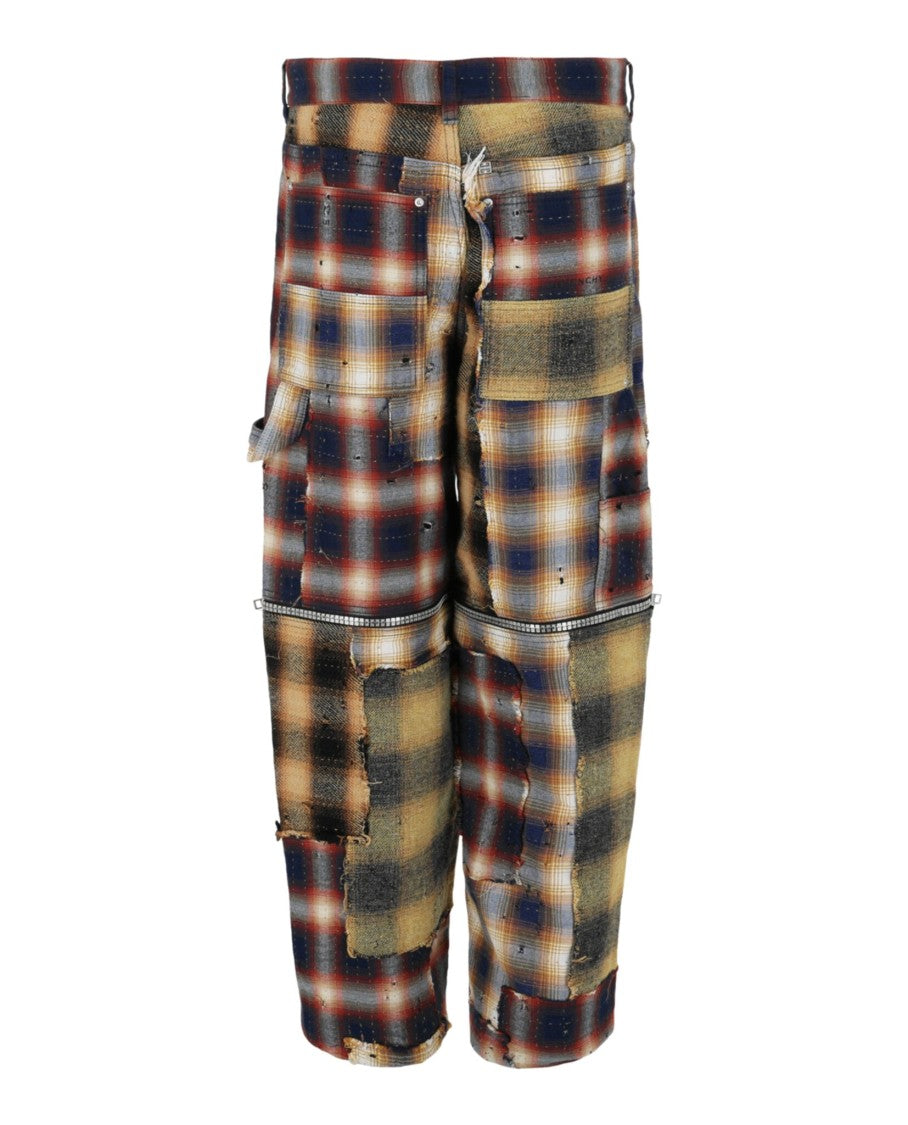 Givenchy Patchwork Plaid Wide-Leg Pants