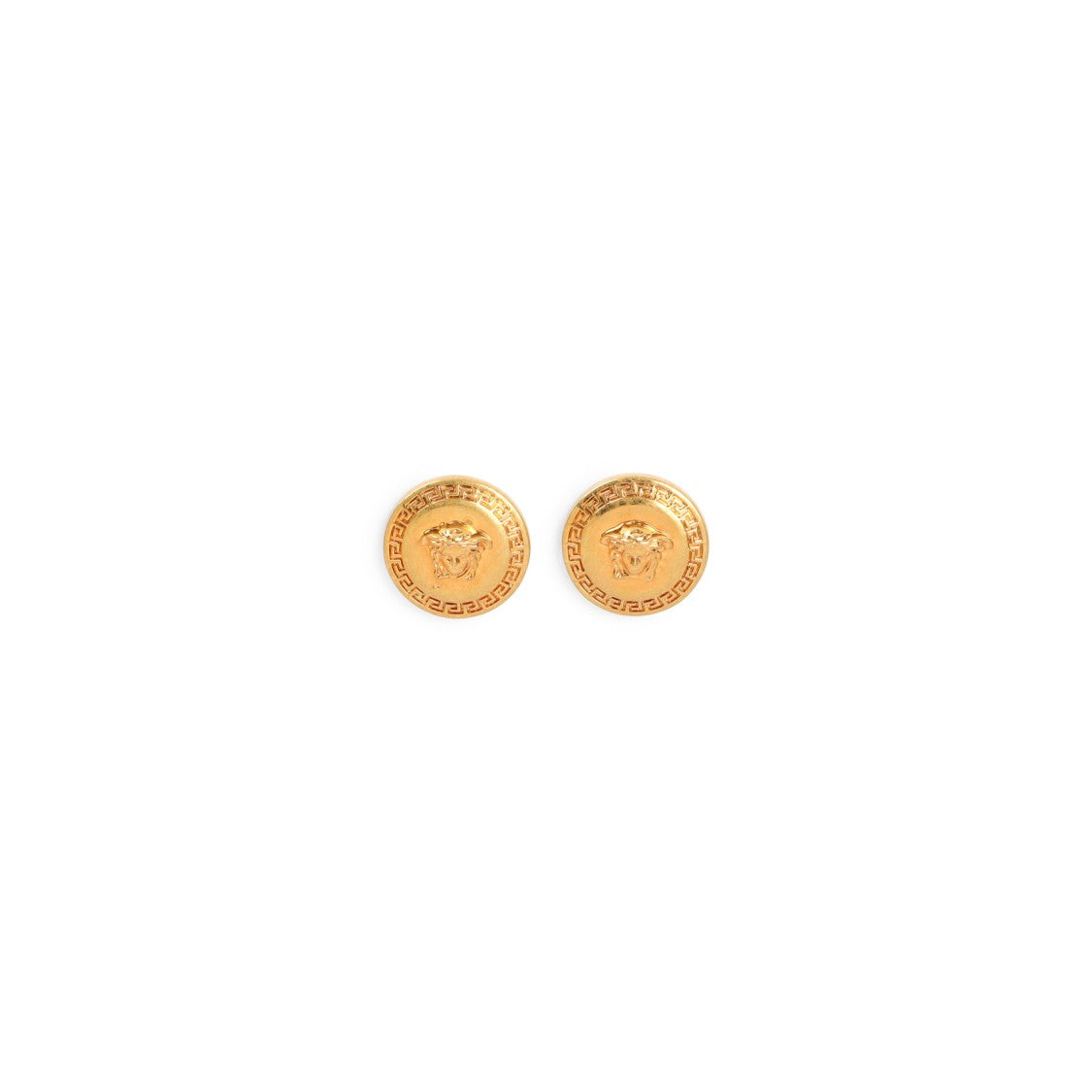 Versace Round Metallic Earrings With Medusa Emblem