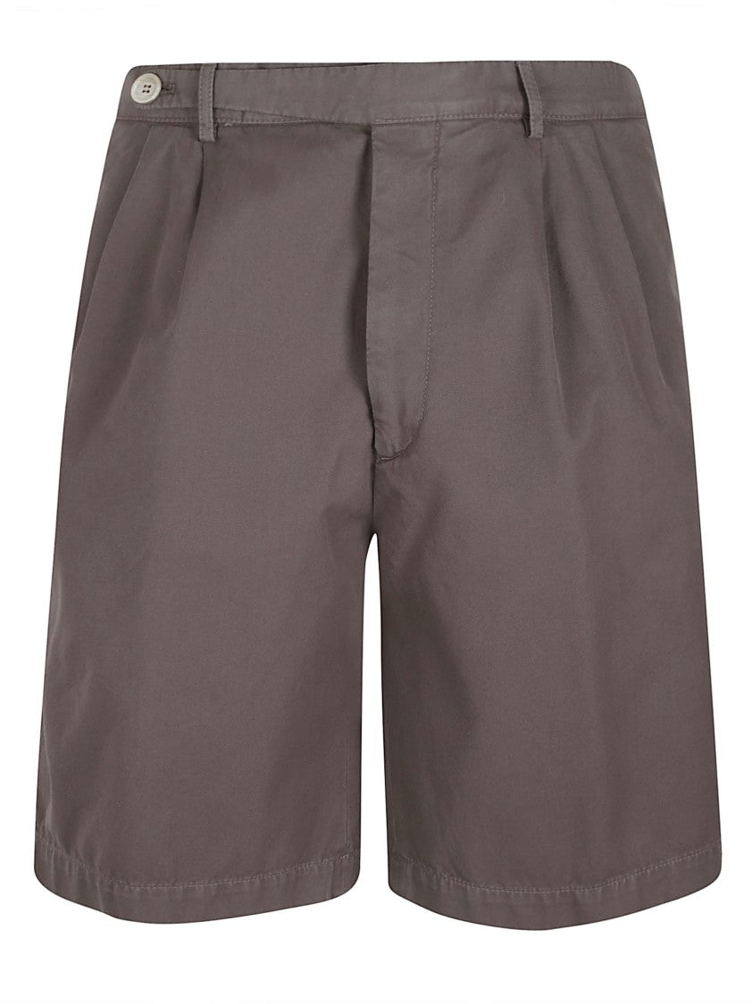 Brunello Cucinelli Tailored Brown Cotton Shorts With Refined Details