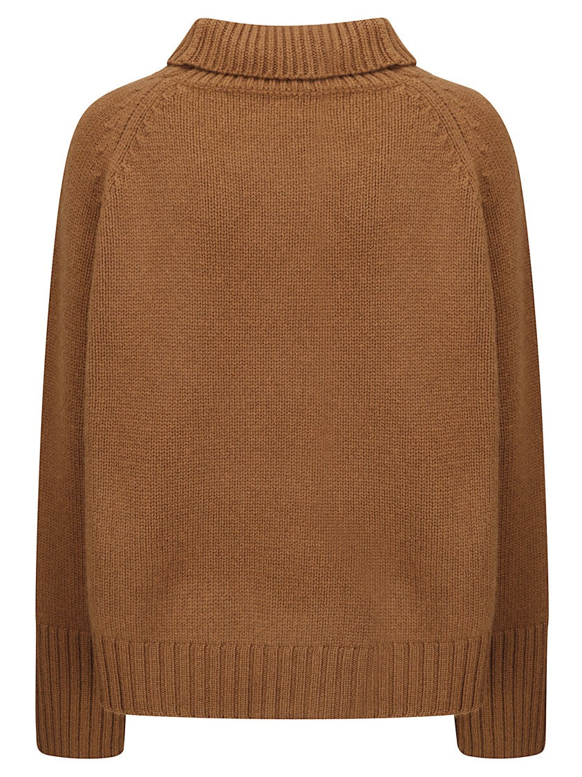 Be You Short-Fit High-Collar Cashmere Sweater With Side Slits