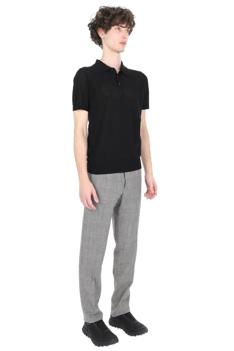 Roberto Collina Perforated Open-Knit Cotton Polo Shirt