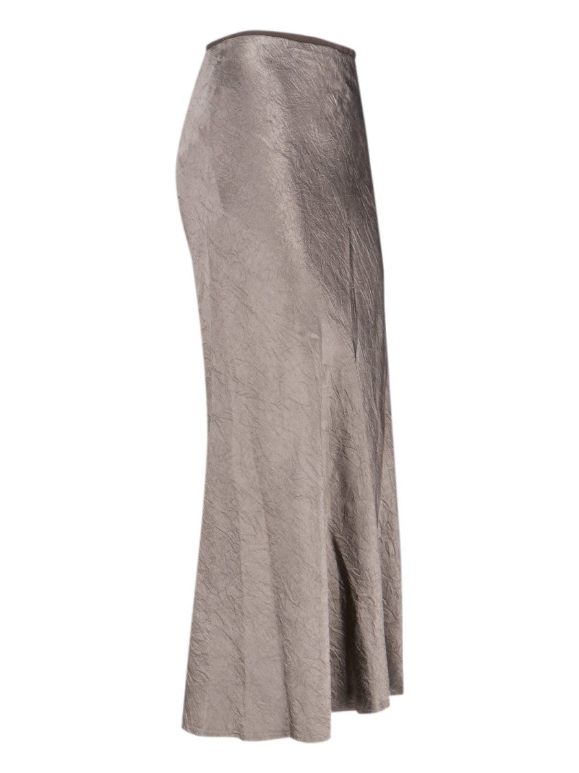 Maison Margiela Pleated Satin Midi Skirt With Distinctive Stitching