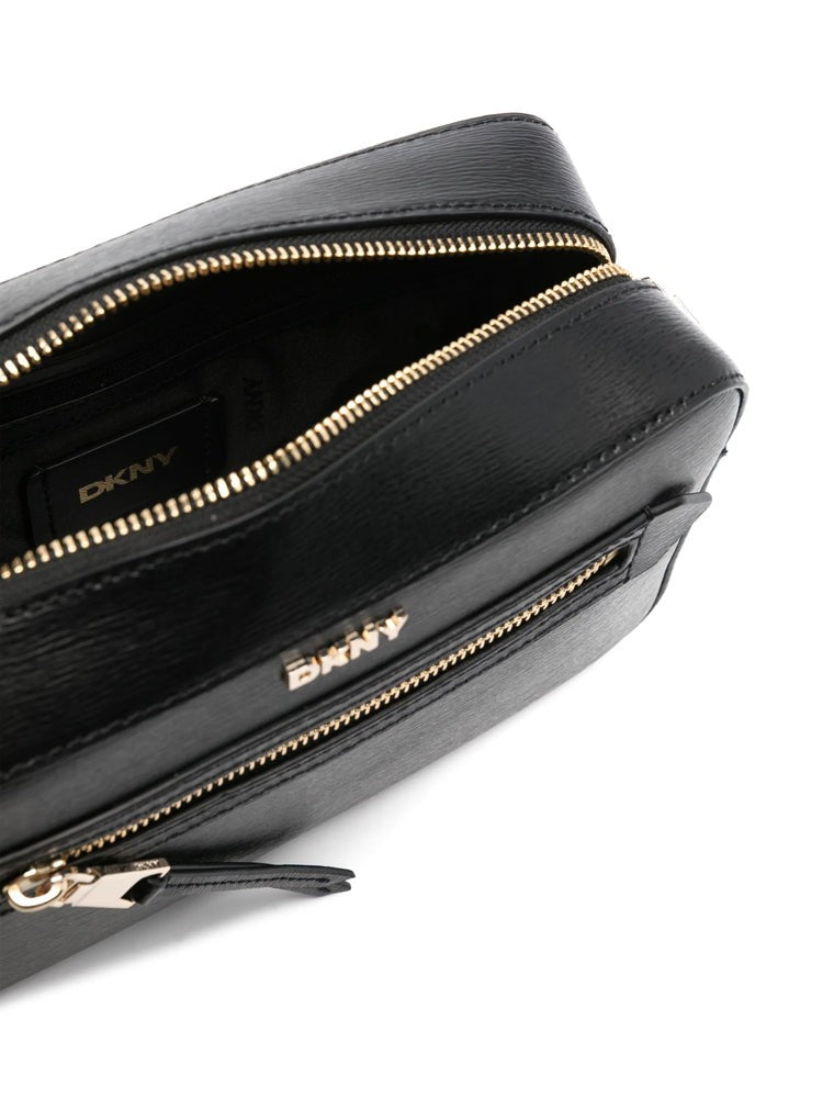 Dkny Multicolour Textured Leather Shoulder Bag With Embossed Branding