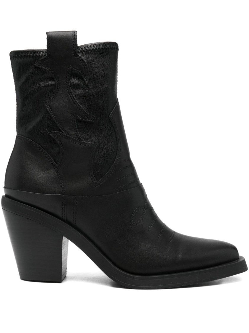 Ash Pointed Toe Black Ankle Boots
