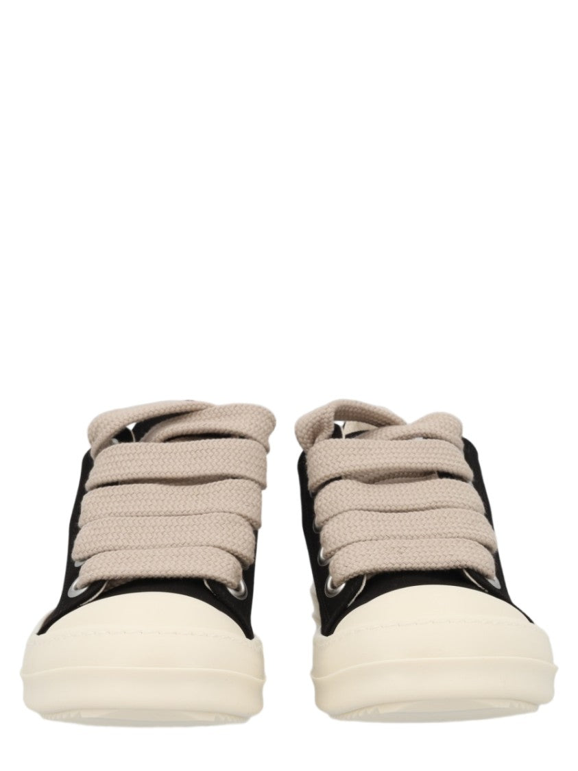 Drkshdw By Rick Owens Low-Top Sneakers With Oversized Beige Laces And Thick Off-White Sole