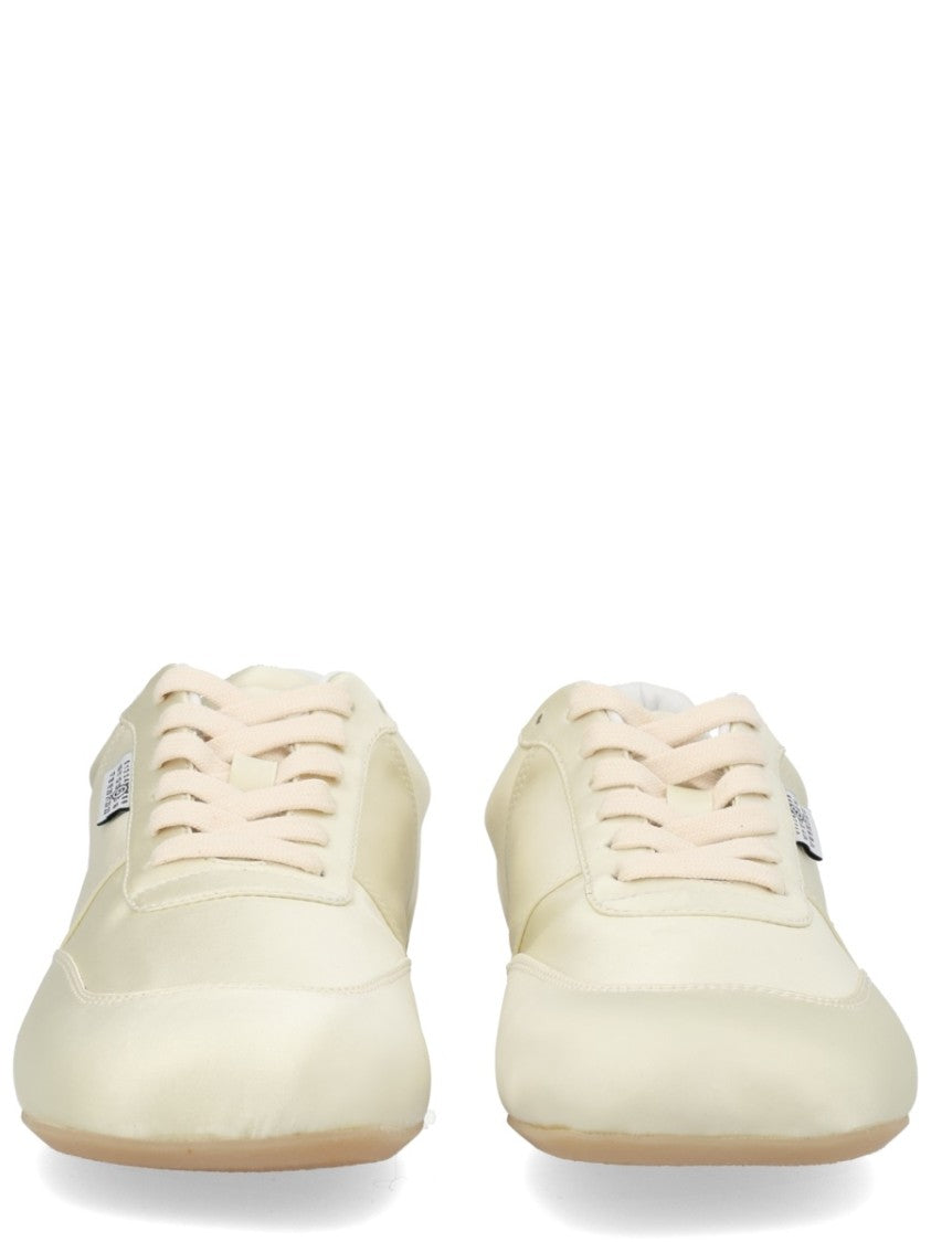 Mm6 By Maison Margiela Satin-Like Suede Heel Patch Sneakers