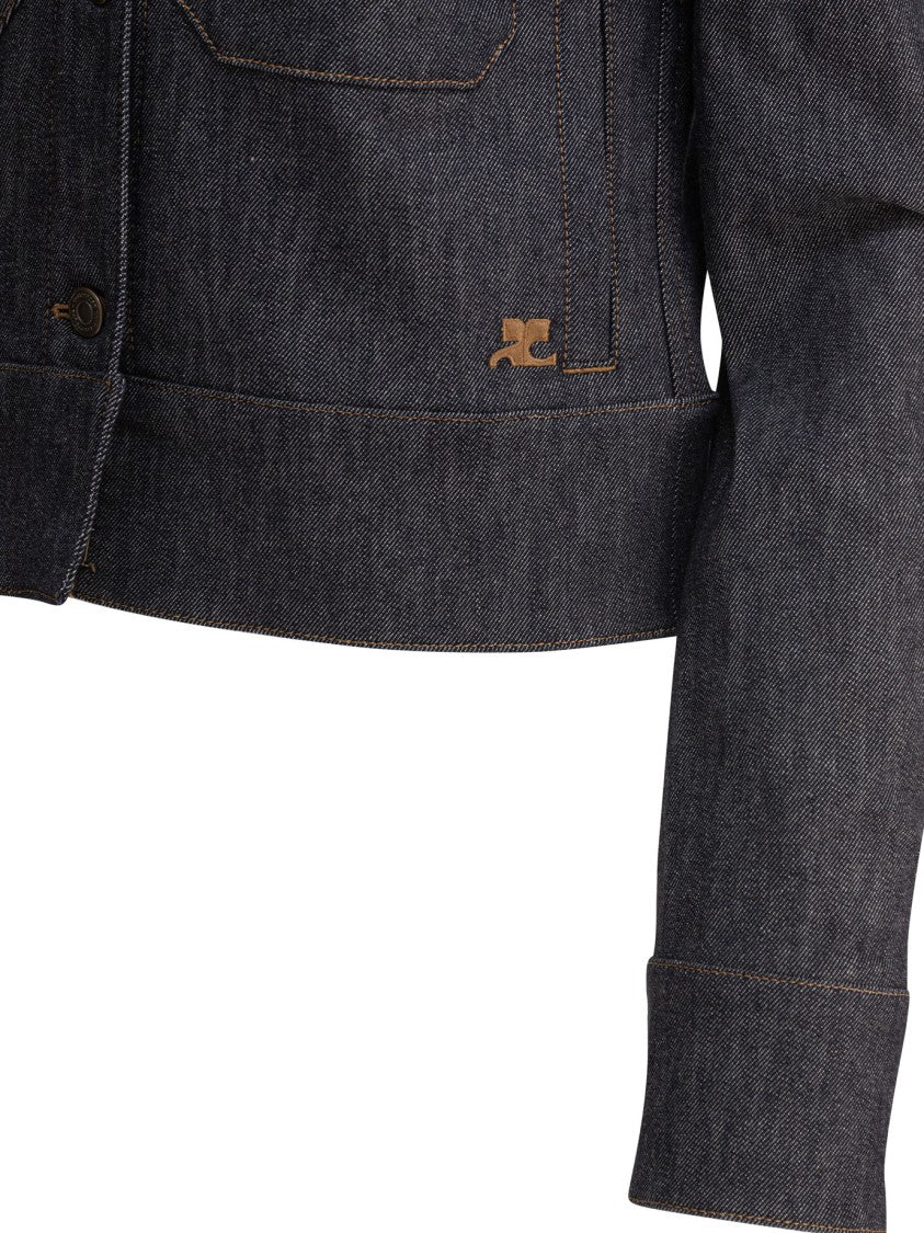 Courrèges Cropped Blue Denim Jacket