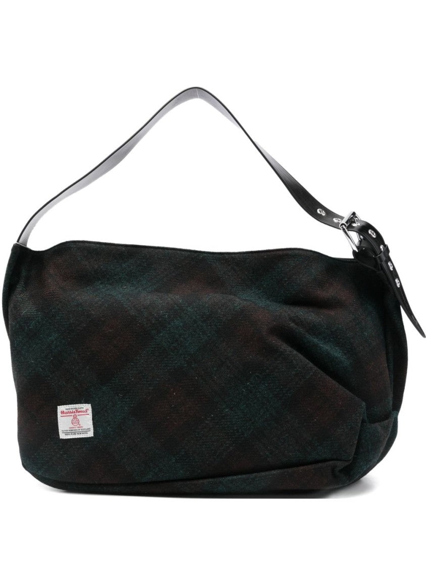 Vivienne Westwood Crescent Shape Shoulder Bag In Dark Tartan Plaid