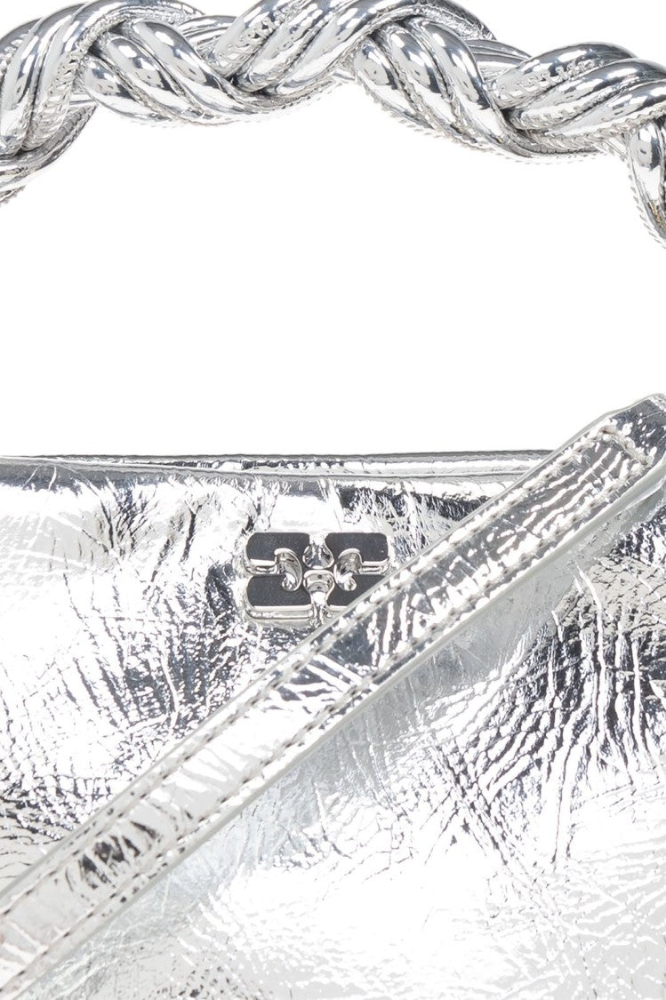 Ganni Mini Metallic Silver Bou Bag With Compact Silhouette