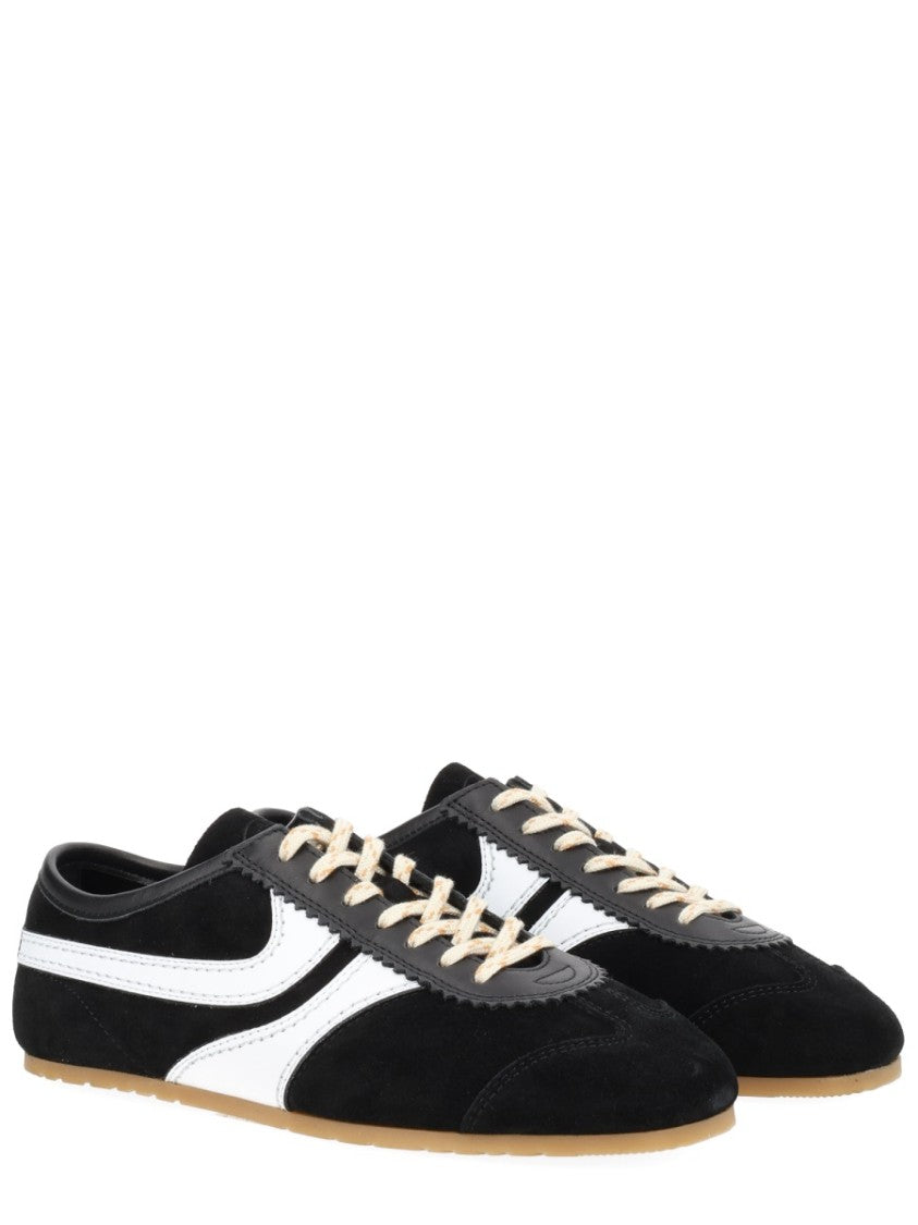 Dries Van Noten White Leather Striped Suede Sneakers