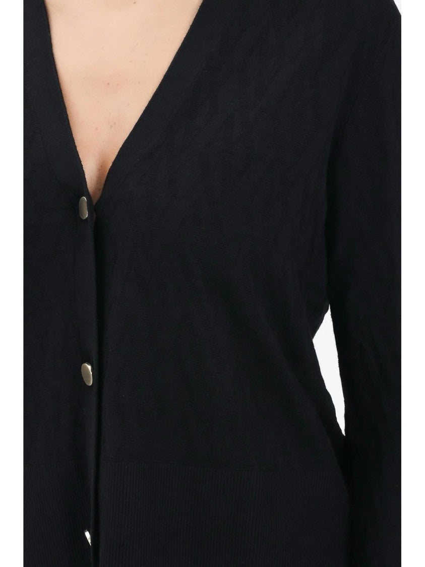 Armani Exchange Black Cotton-Blend Logo Cardigan