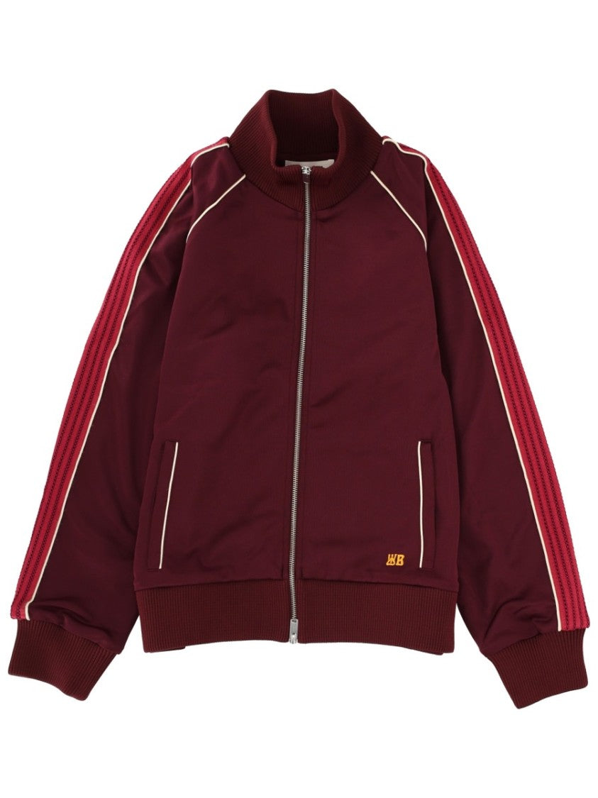 Wales Bonner Burgundy Striped Piping Sports Sweatshirt