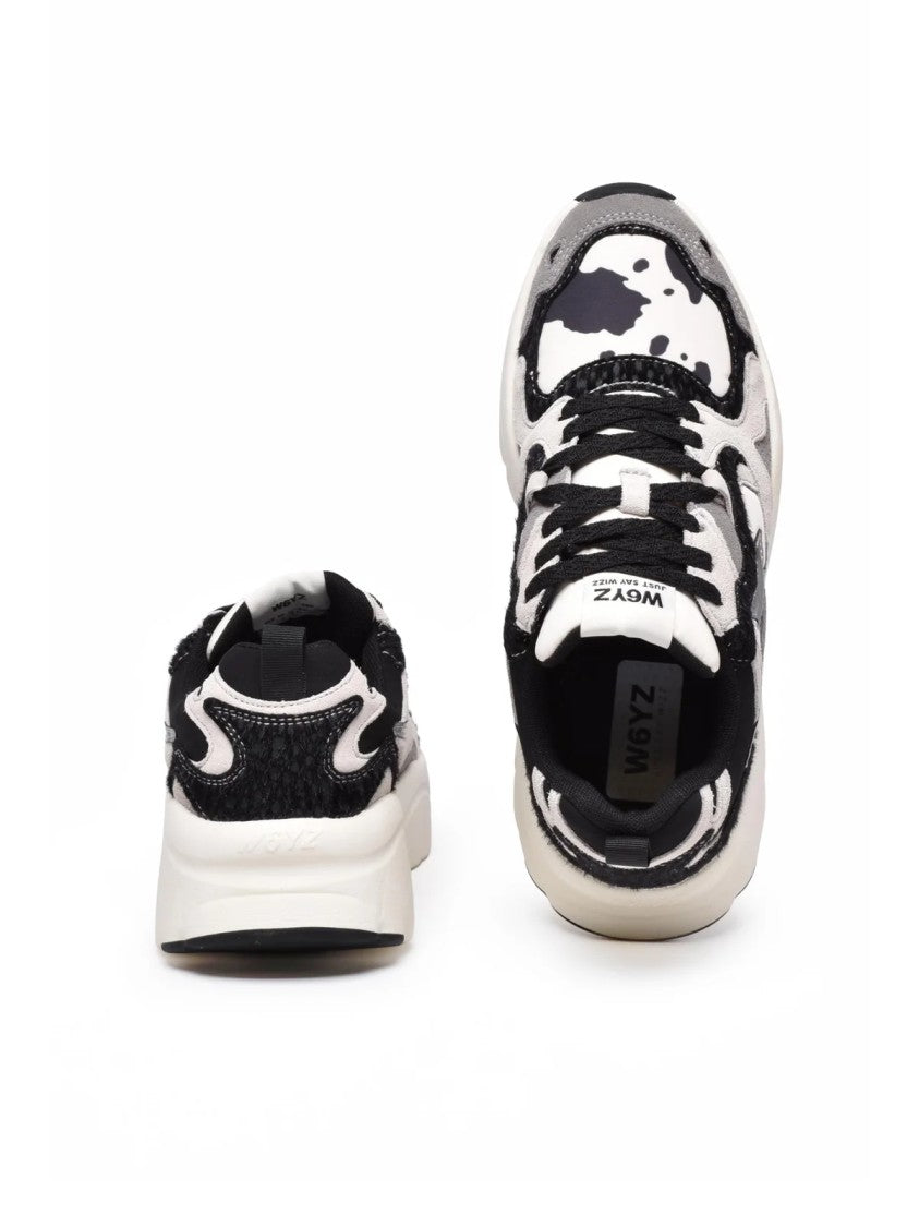 W6yz Just Say Wizz White/Black Leather Chunky Sneakers