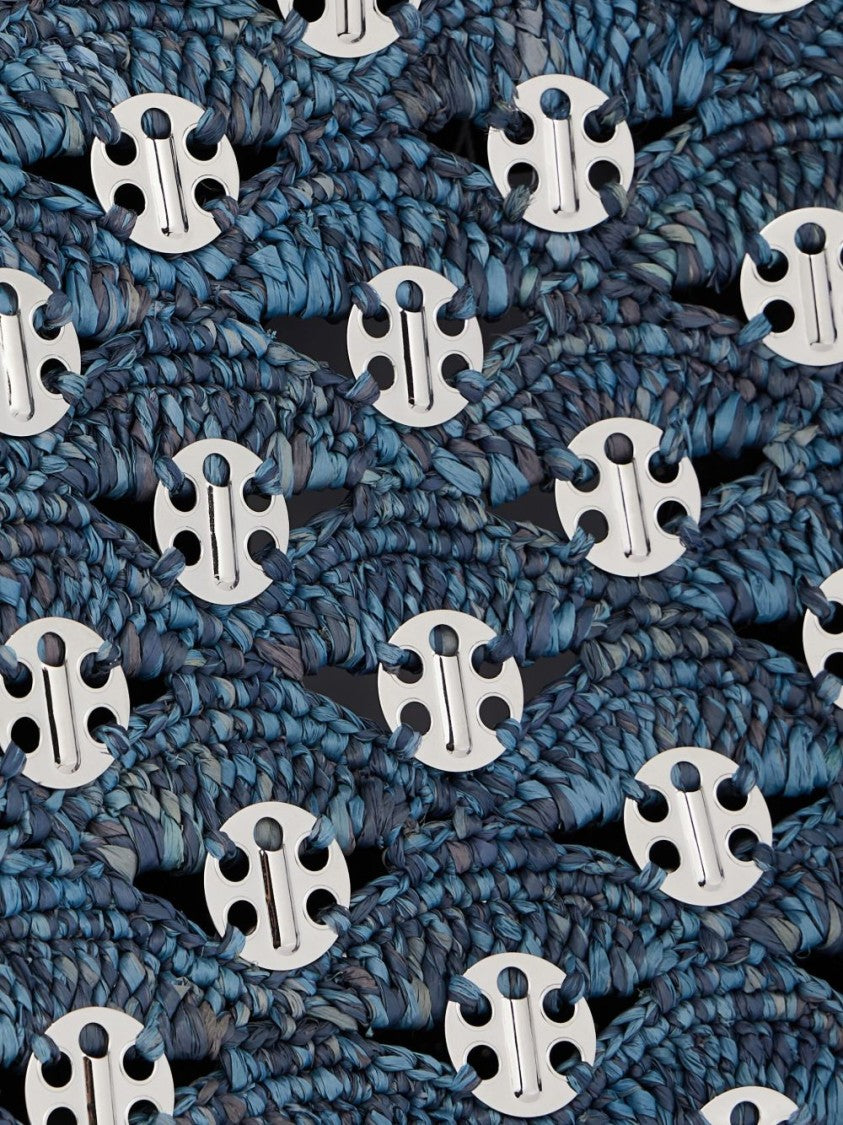 Rabanne Structured Woven Raffia Tote With Metallic Accents