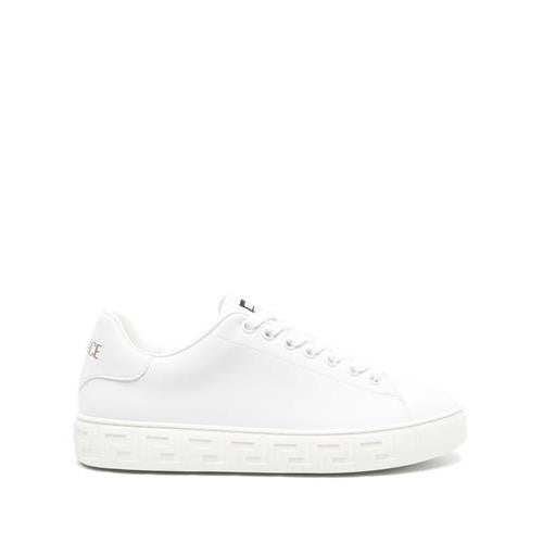 Versace Greca-Embossed Leather Sneakers
