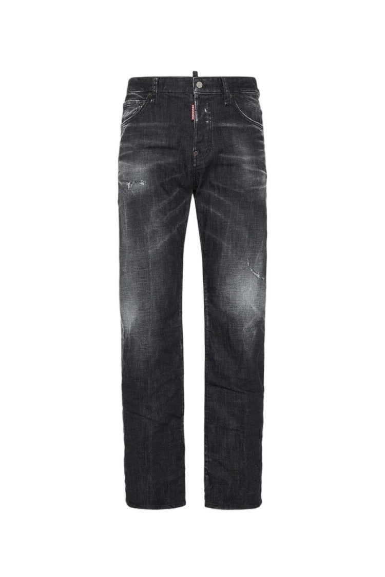 Dsquared2 Black Faded Distressed Cotton-Blend Slim-Fit Jeans
