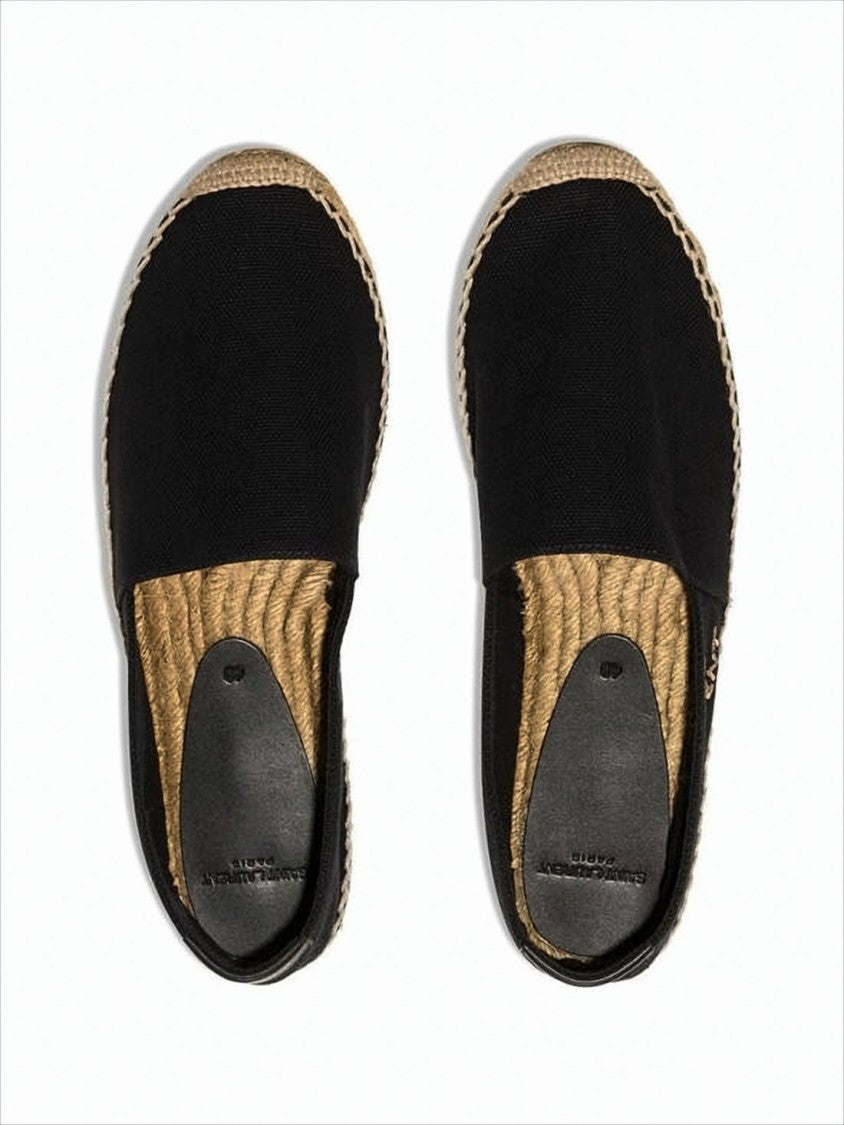Saint Laurent Slip-On Black Canvas Espadrilles With Natural Jute Sole
