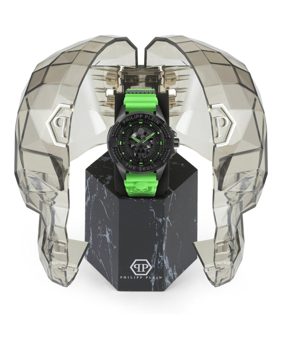 Philipp Plein 44Mm Black Case Silicone Watch With Guilloche Dial