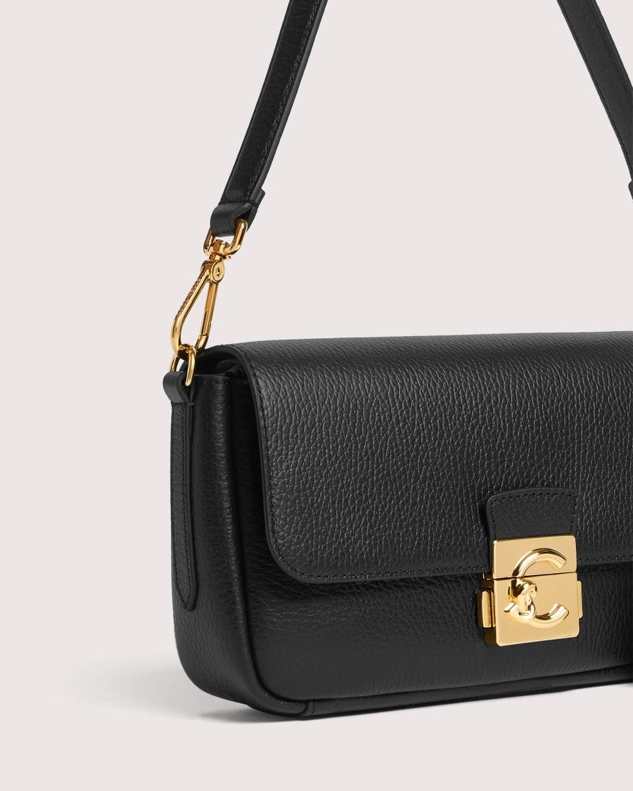 Coccinelle C-Me Lock Grain Leather Shoulder Bag