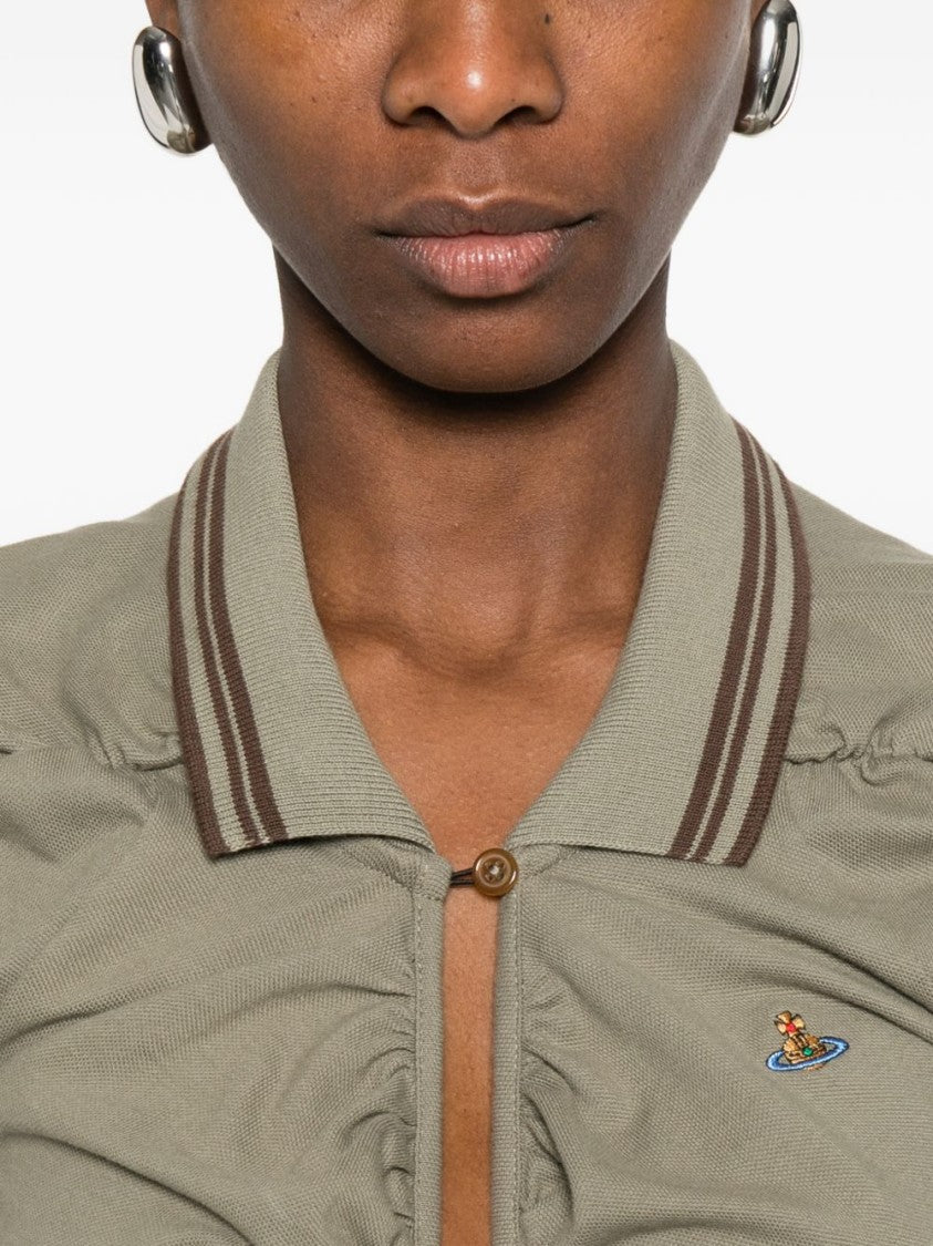 Vivienne Westwood Green Gathered Polo Collar Short Dress