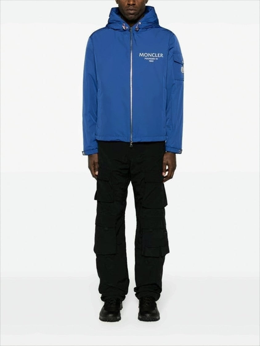 Moncler Lightweight Blue Moncler Jacket With Adjustable Hood