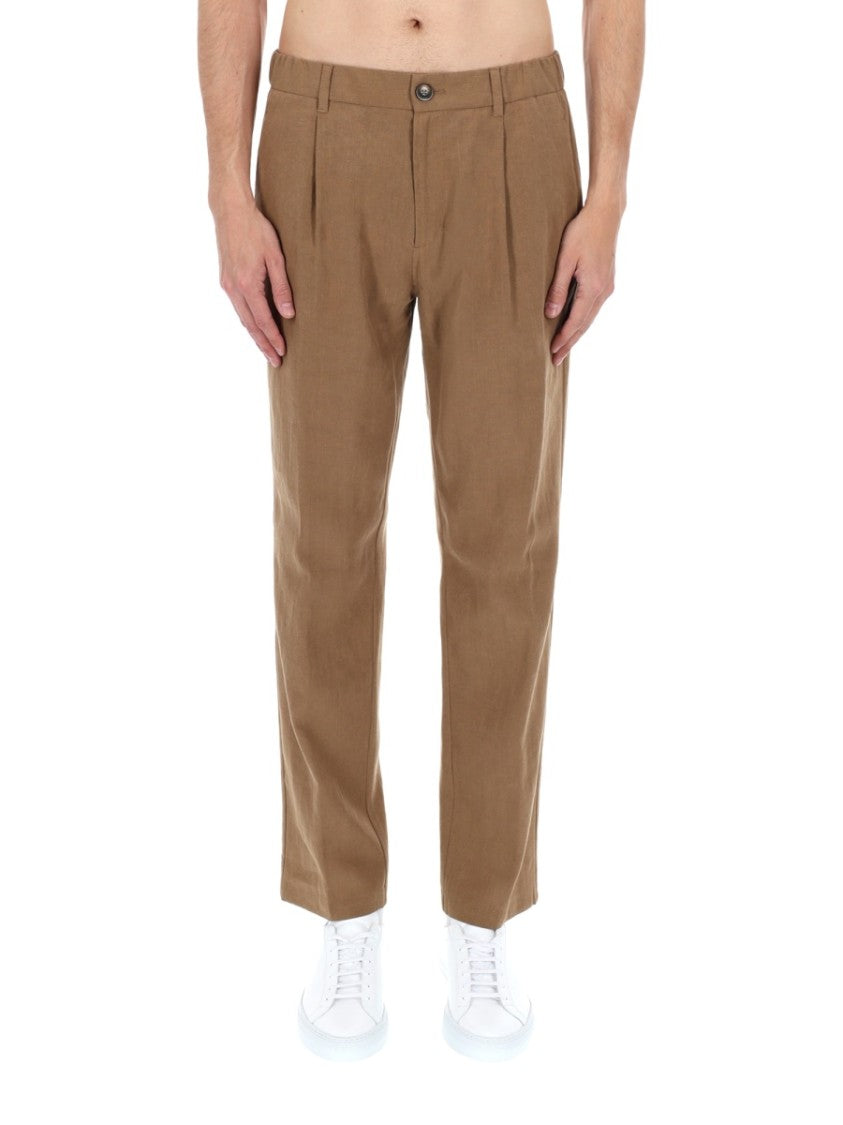 Herno Tailored Pleated Linen-Blend Formal Pants
