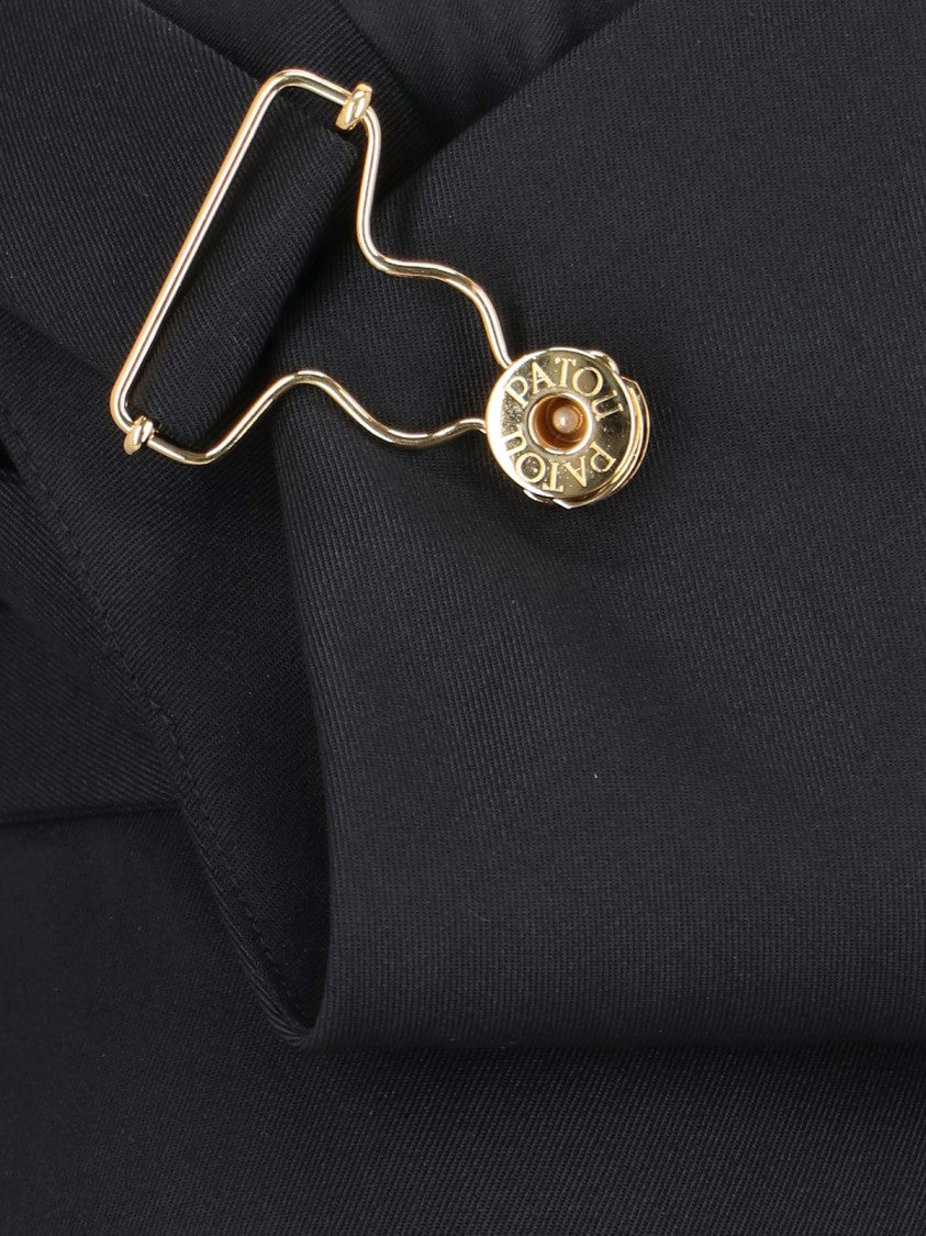 Patou Black Virgin Wool Midi Overall Dress