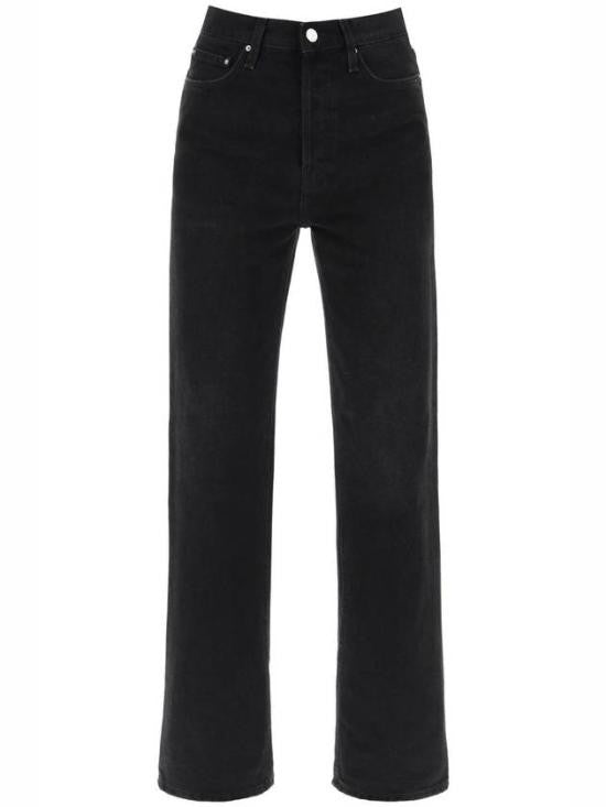 Totême Straight-Leg Black Denim Pants With High Waist And Minimalist Design