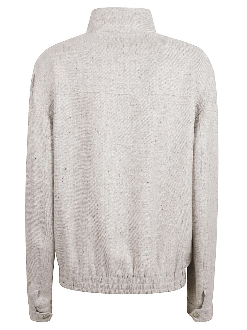 Brunello Cucinelli Textured High-Collar Coat With Zip Closure