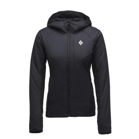 Black Diamond Sleek Fitted Jacket With Attached Hood And Minimalist Design