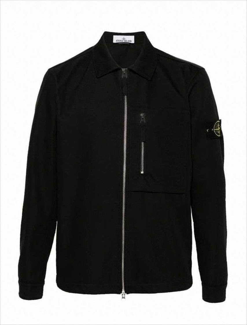 Stone Island Black Jacket With Distinctive Patch