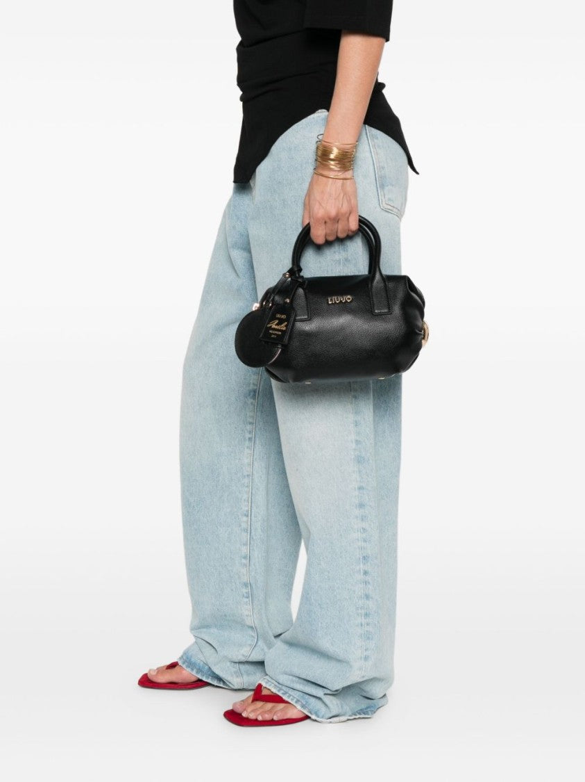 Liu Jo Textured Black Handbag With Gold-Tone Accents