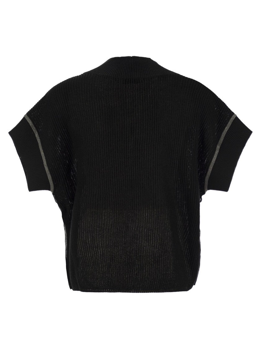 Brunello Cucinelli Cotton Rib Knit T-Shirt With Precious Trims