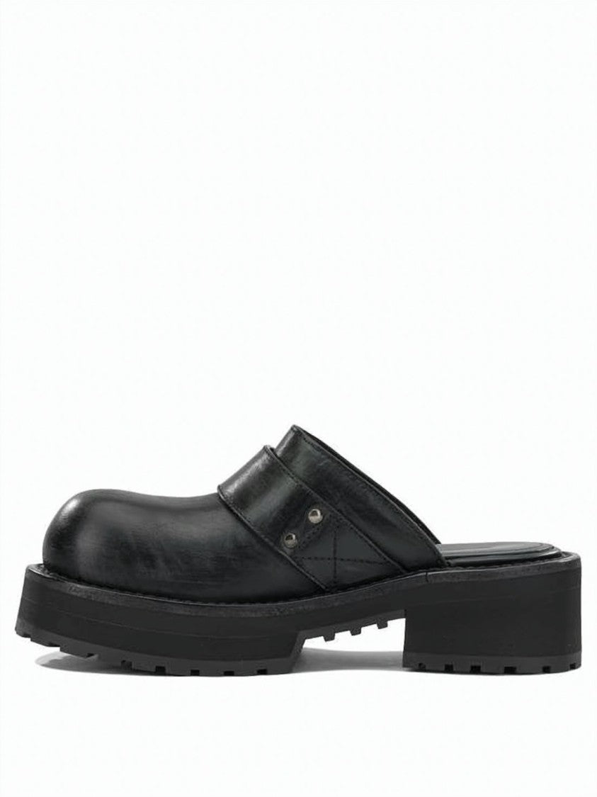 Balenciaga Black Chunky Sole Buckle Leather Mules