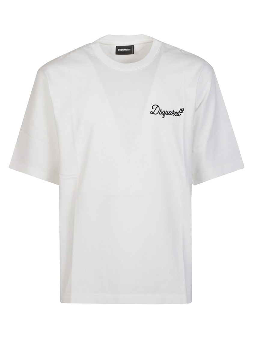 Dsquared2 Logo Signature White Cotton T-Shirt