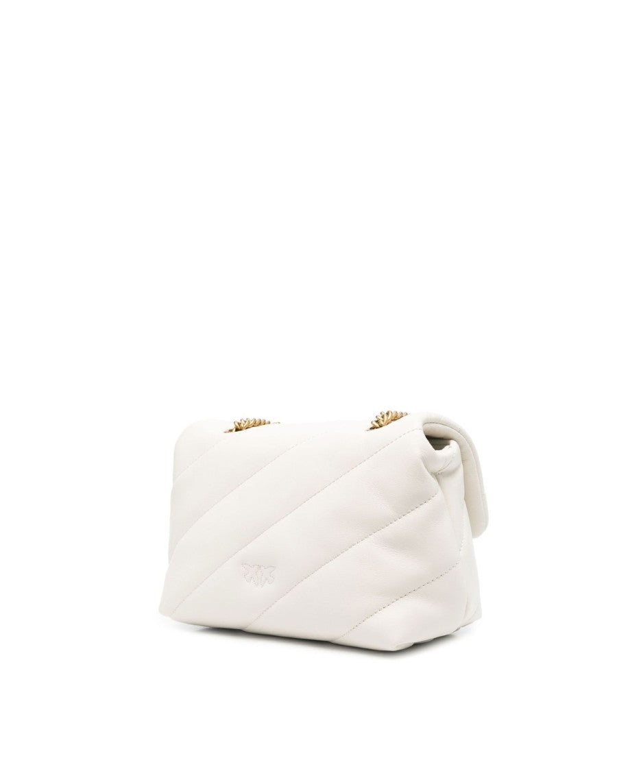 Pinko Mini Love Bag Puff Maxi Quilt White Silk/Antique Gold