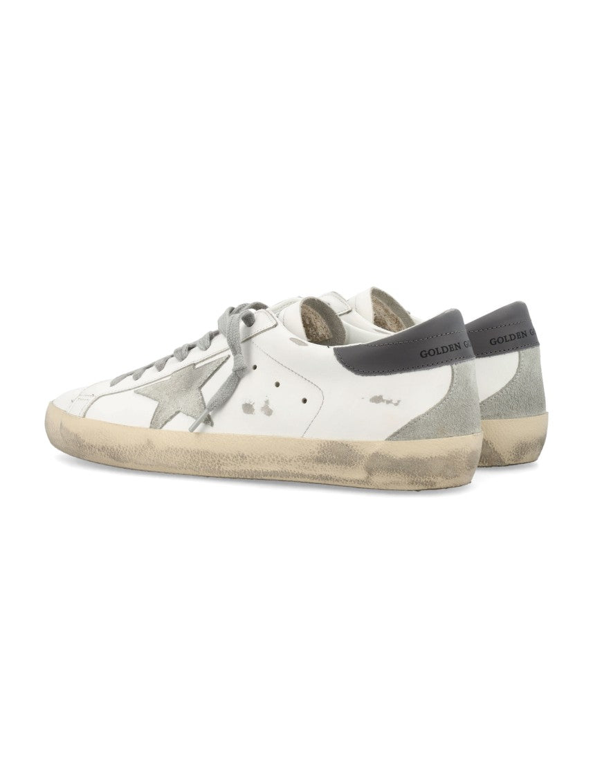 Golden Goose Vintage-Inspired White Leather Sneakers With Grey Suede Star
