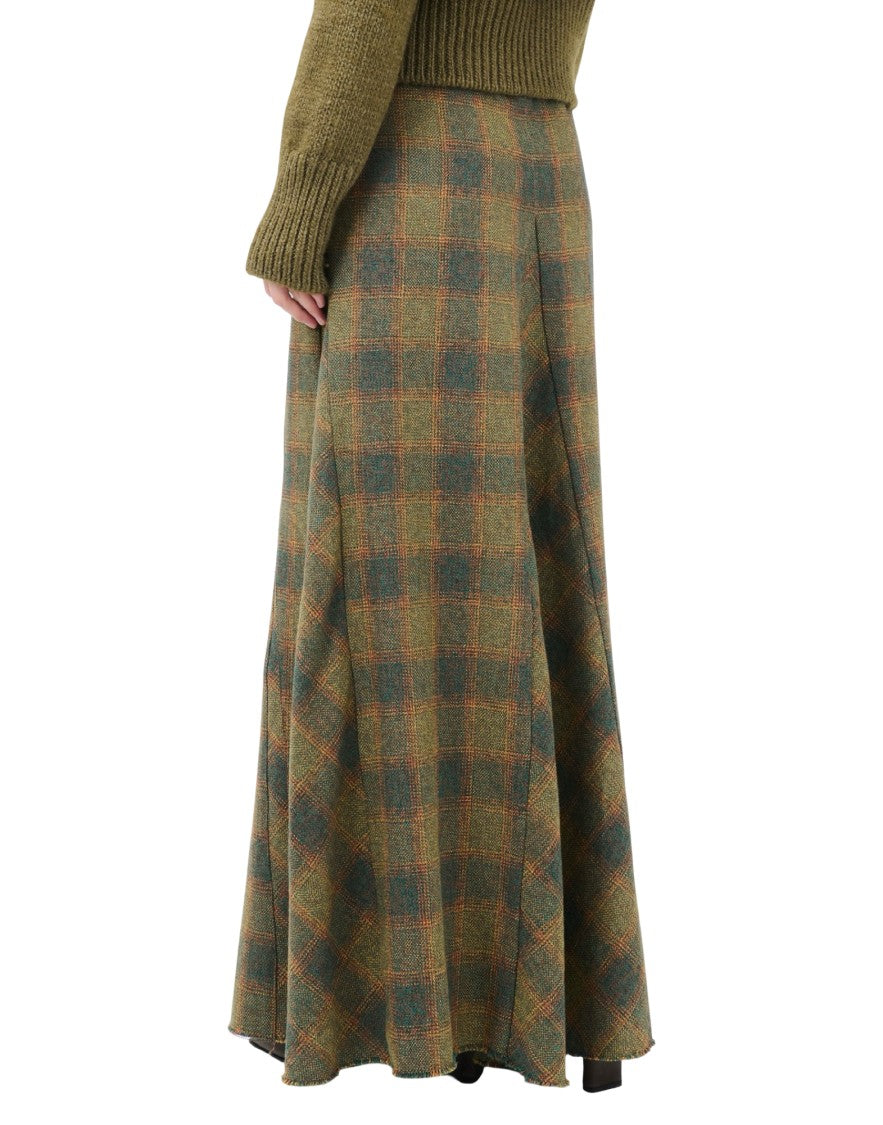 Our Legacy Plaid Maxi Skirt With Flared Silhouette