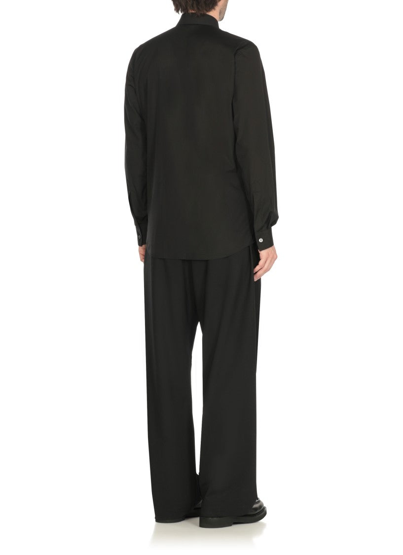 Moschino Black Cotton Shirt With Embroidered Logo