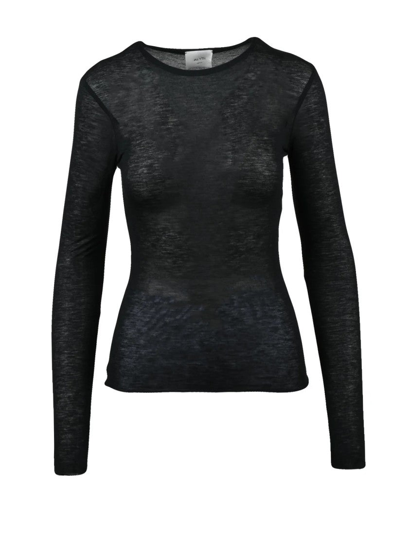 Alysi Black Viscose-Wool Brushed Underjacket